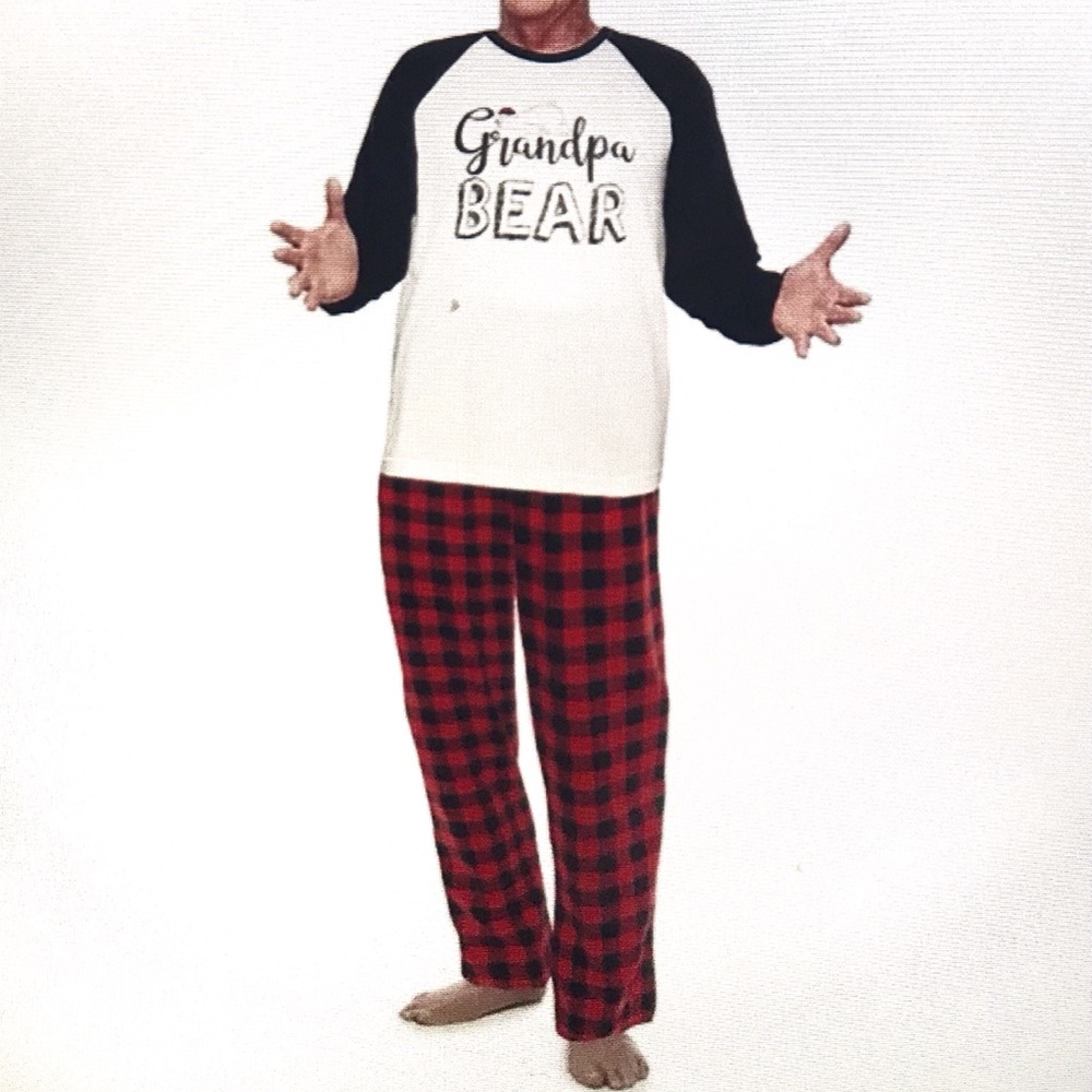 Cuddl Duds Men Polar Bear Pajama Shirt and Pajama Bottom Set - Grandpa Bear